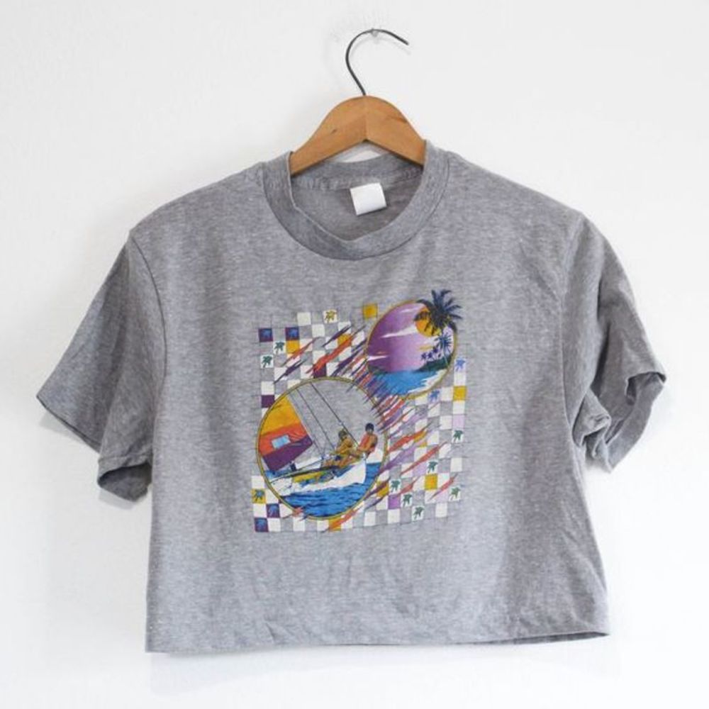 Vintage Gray Graphic Crop Top